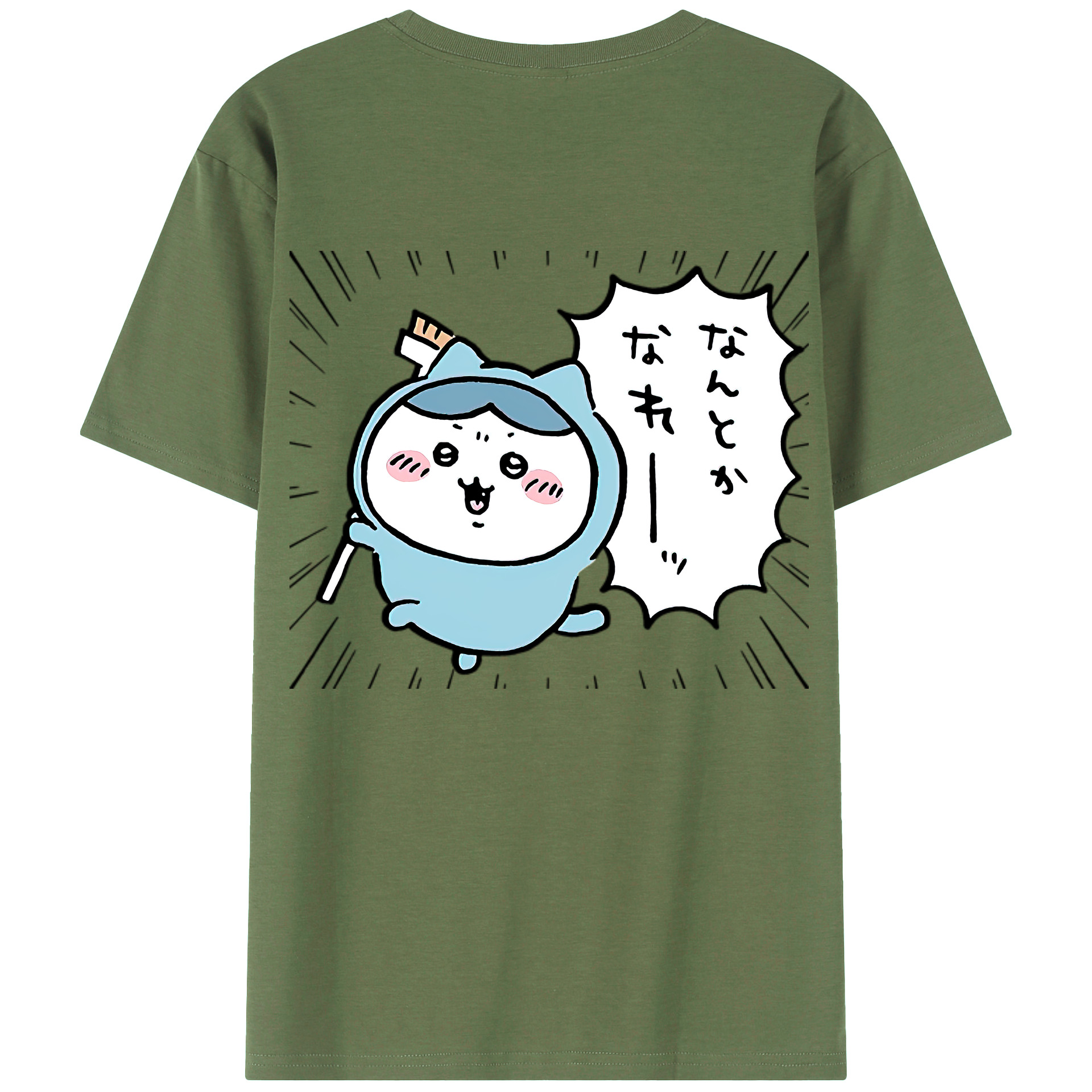 （画像用） ちいかわ ハチワレ Chii-kawa hachiware 綿100％ メンズ半袖Tシャツ（バックプリント） 通気性